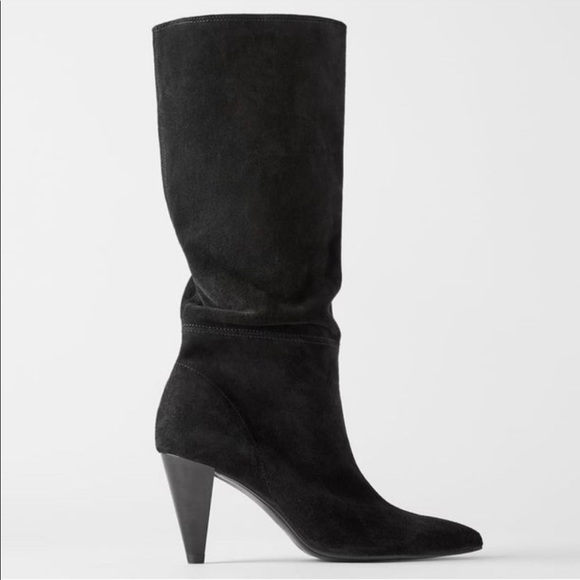Zara Shoes - ZARA Split Suede Cone Heel Boots